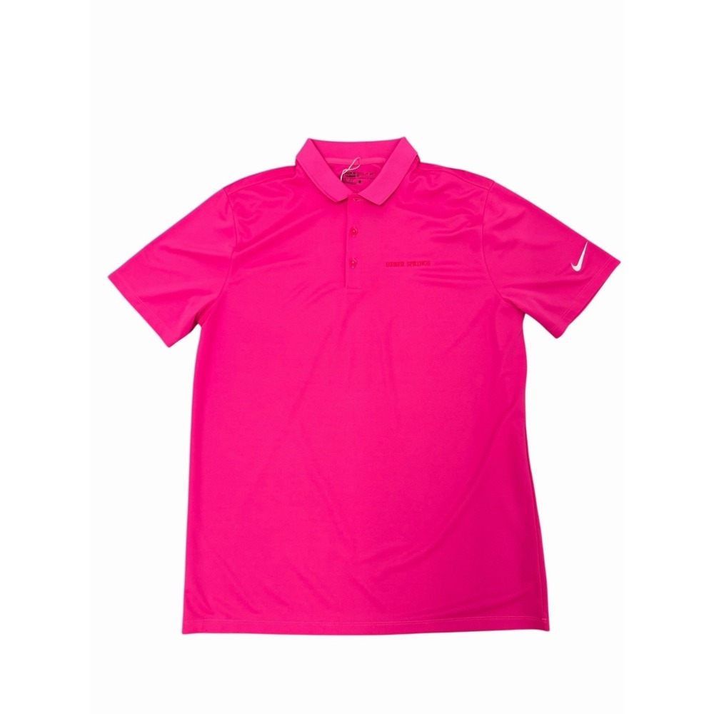 Nike Golf Polo Shirt Mens Large Pink Dri-FIT Standard Fit Heber Springs NWT